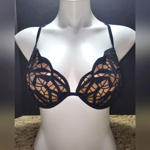 Shade & Shore Black & Gold Bikini Bathing Suit Top 36 C